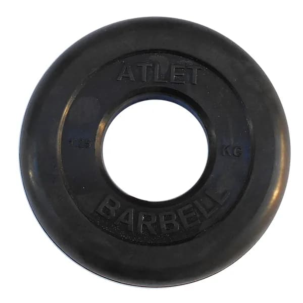 Диск MB Barbell Atlet для штанги и гантелей 1,25 кг, с резиновой втулкой, посадочный диаметр 51 мм