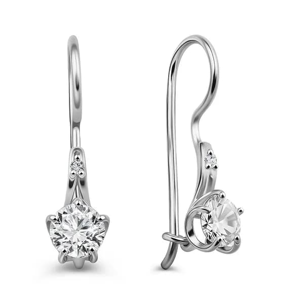 Серьги детские с фианитами серебро 925 пробы 585GOLD