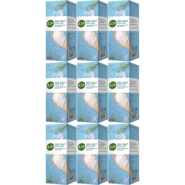 Соль морская 4Life йодированная крупная 500 г, набор: 9 штук