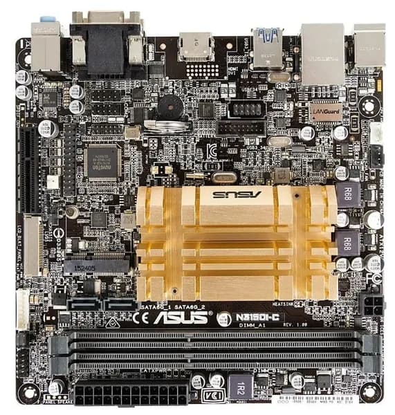 Asus N3150i-C (формат J1900 ) материнская плата ITX со встроенным процессором для сборки суперкомпактных бесшумных систем