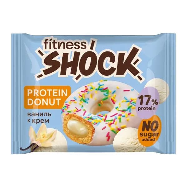Протеиновый Донат со вкусом ванили без сахара Fitnes Shock 70г
