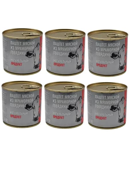 Натуральный продукт Паштет мясной из мраморной говядины, 250 г, 6 шт /