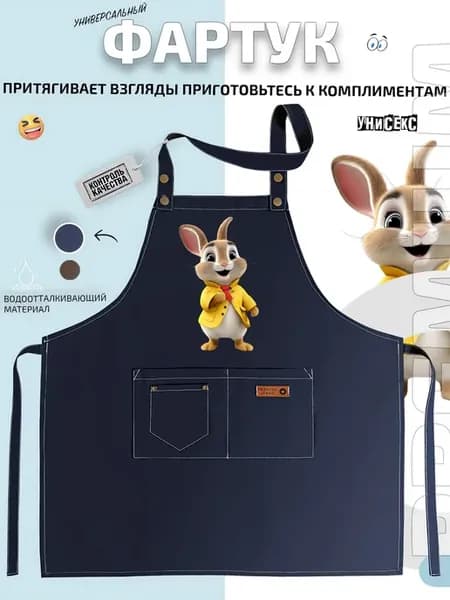 Фартук мультяшный кролик в желтом пиджаке и галстуке