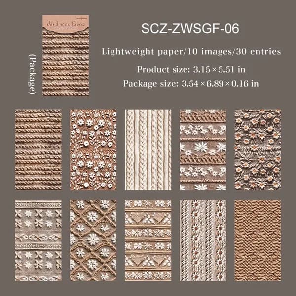 Материалы для творчества Handmade Fabric, 10 изображений, 30 листов, лёгкая бумага