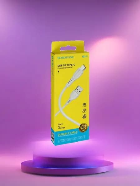 Кабель Borofone BX51, Type-C - USB, 3 A, 1 м, белый