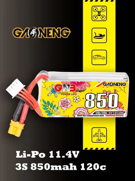 Аккумулятор Li-po Gaoneng GNB 850mah 3S1P 11.4V HV 120C 20x30x63mm