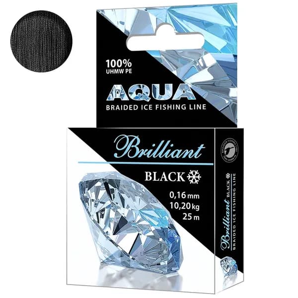 Плетеный шнур AQUA Black Brilliant зимний 25м 0,16мм, Black
