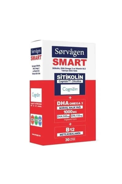 SORVAGEN Smart 30 капсул ( обогащающая пища, содержащая цитиколин Dha Омега 3 и B12 )