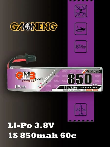 Аккумулятор Li-po Gaoneng GNB 850mah 1S1P 3.8V HV 60C 7.7x18x66mm