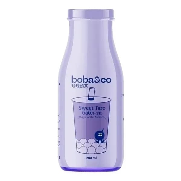 Холодный чай Boba&Co Bubble tea Sweet Taro молочный 280 мл*12шт стекло