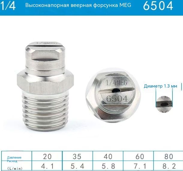 насадка из нержавеющей стали высокого давления 1/4" калибр 1,3 мм модель 6504