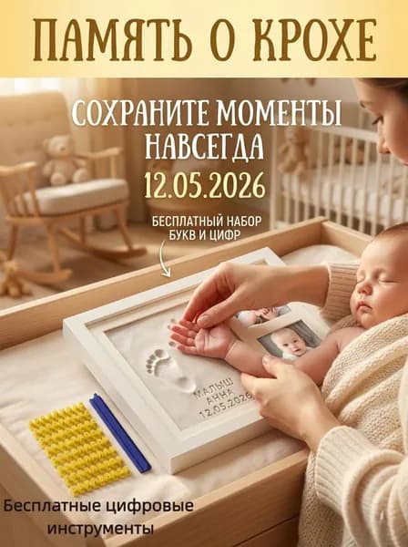 Рамка для фотографий и отпечатков из глины ручек и ножек новорожденного малыша