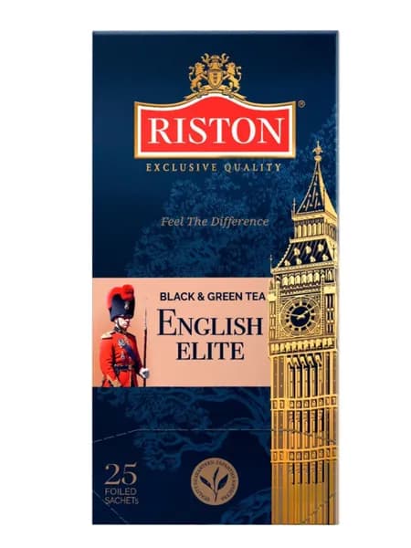 Чай в пакетиках Riston English Elete черный с добавлением зеленого, 25 шт