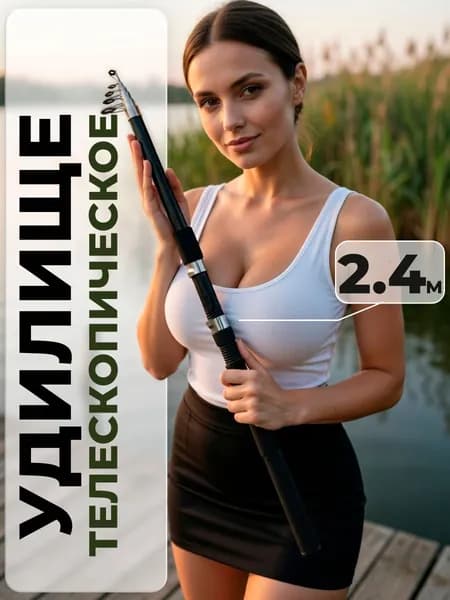 Спиннинга телескопический для летней рыбалки на хищника 2,4 м.