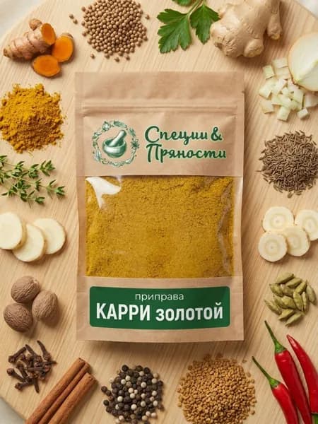 Приправа Карри золотая 100г / Специи и приправы натуральные / Карри для курицы и риса / Смесь специй Curry