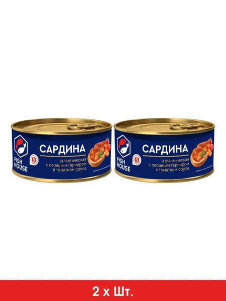 Сардина Fish House с овощным гарниром в томатном соусе 240г * 2шт.