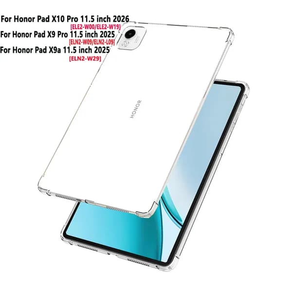 Прозрачный чехол для Huawei Honor Pad X10 Pro 2026 11.5 дюйма, Honor Pad X9a 11.5 дюйма, Honor Pad X9 Pro 11.5 дюйма 2025 с антиударным аэроамбушюром, силиконовая мягкая TPU-оболочка для планшетов