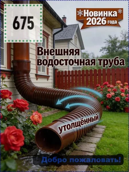 Отвод для водостока раздвижной, пластиковый, под диаметр 80 и 100 мм.
