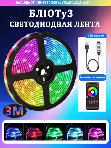 Светодиодная лента, IP20, Бирюзовый, 1 шт