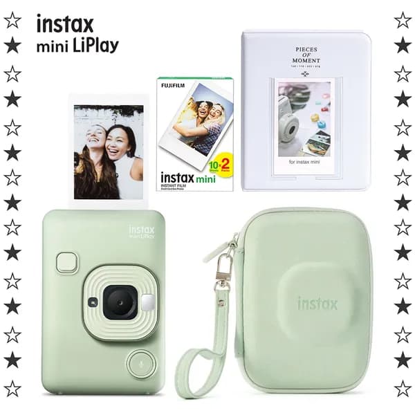 Fujifilm Instax Mini LiPlay, гибридная камера моментальной печати, подарочный набор: альбом, чехол и плёнка на 20 снимков