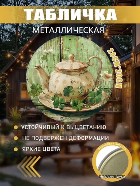 Металлическая картина Чайник клевер