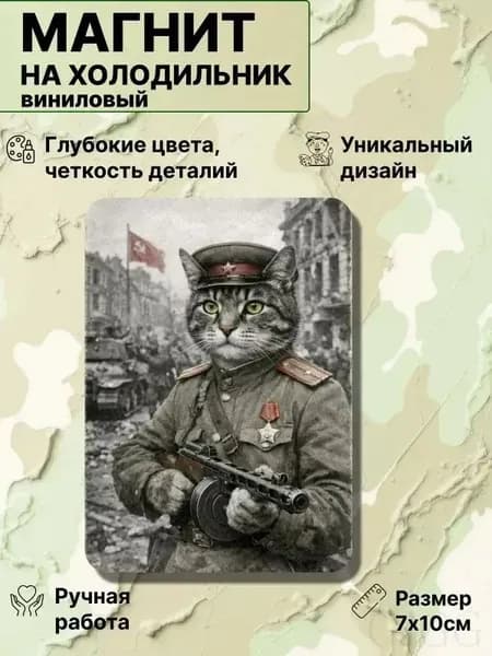 Магнит на холодильник, кот офицер