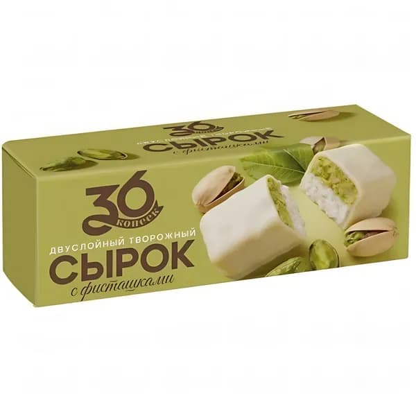 Сырок творожный с фисташкой глазированный, 40 г, 36 копеек