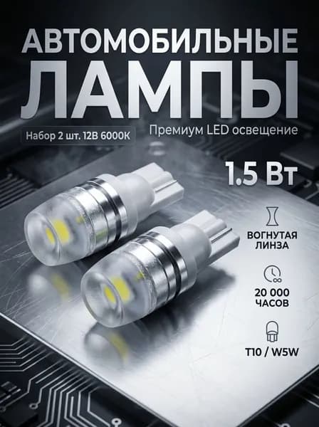 Лампы автомобильные LED W5W, T10, 12V 6000K, 2шт NG