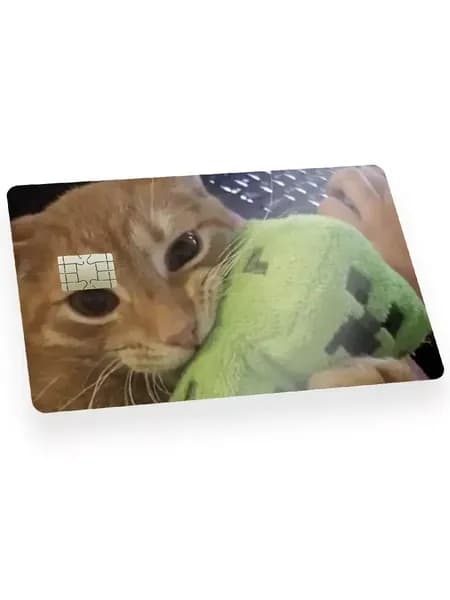 Наклейка на банковскую карту котик крипер