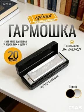 Губная гармошка диатоническая, серебряная