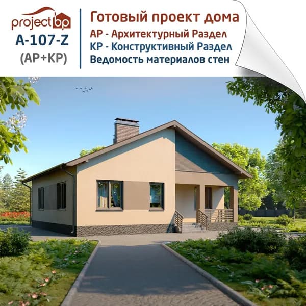 Проект современного одноэтажного дома с двухскатной крышей