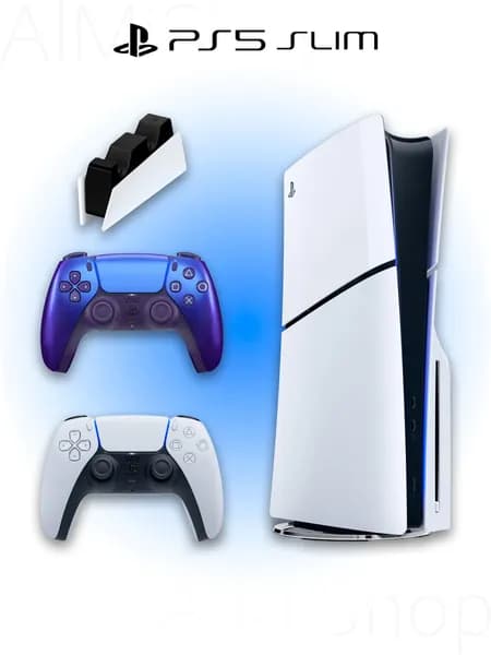 Игровая приставка Sony PlayStation 5 Slim с дисководом + 2 геймпад (индиго, Chroma Indigo) + зарядная станция