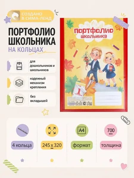 Папка-портфолио А4, Calligrata «Гимназия», пластиковая, на 4
