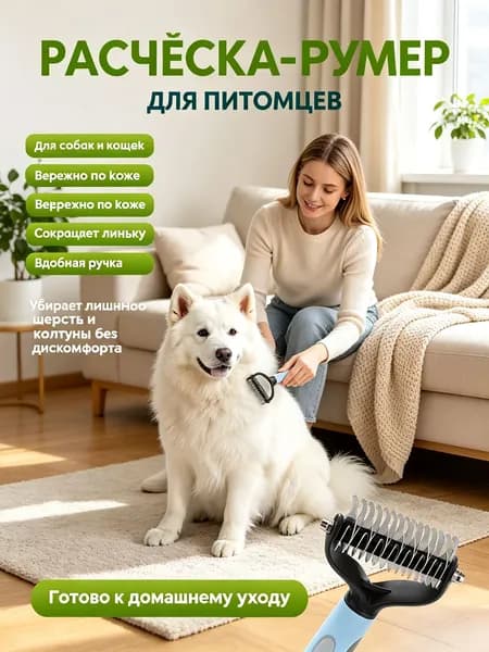 Расческа для кошек и собак, чесалка, колтунорез, пуходерка, дешеддер
