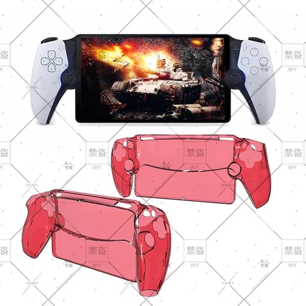 Чехол для PlayStation Portal из поликарбоната, прозрачный красный, противоударный, 360 защита
