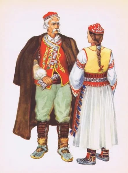 Хорватский народный костюм (Далмация, Бенковац, Котари-Задар). Владимир Кирин. Антикварная хромотипия. Югославия, 1954 год