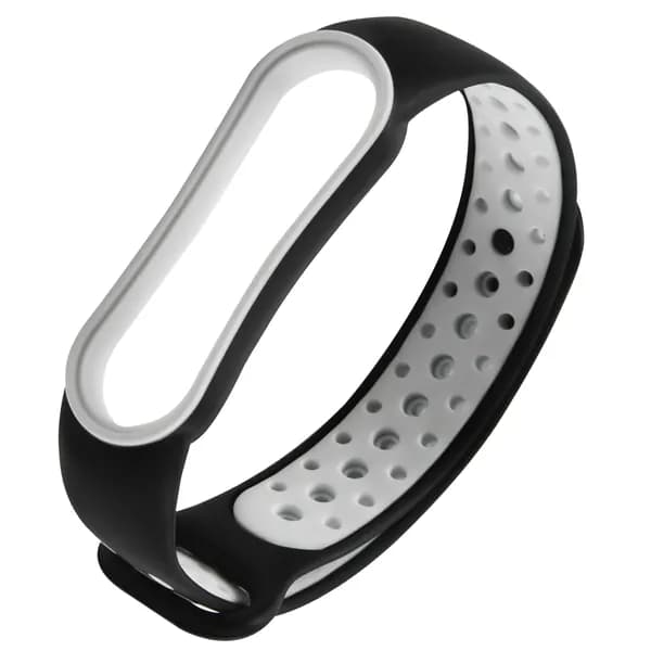 Ремешок для Xiaomi Mi Band 5/ Mi Smart Band 6/Ремешок для фитнес-браслета/Ремешок для часов двухцветный/Черный с белым