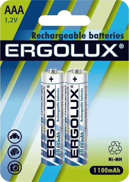 Аккумулятор AAA 1100 мАч Ergolux 2 штуки в упаковке Ni-Mh (12446)