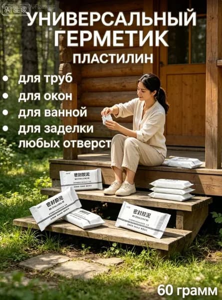 Гидроизоляционная мастика, герметизация труб и швов. Заделка дыр в стене, влагостойкая. Для ванной и подвала, 5 шт.