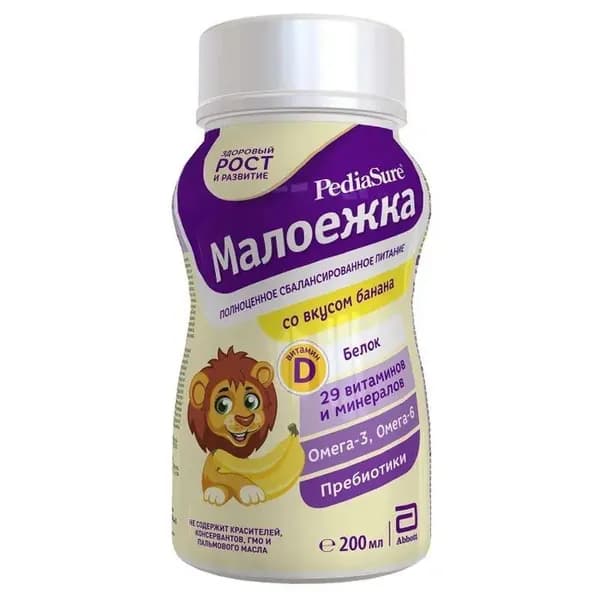 Специализированное питание PediaSure Малоежка, жидкая, с 12 месяцев, со вкусом банана, 200 мл