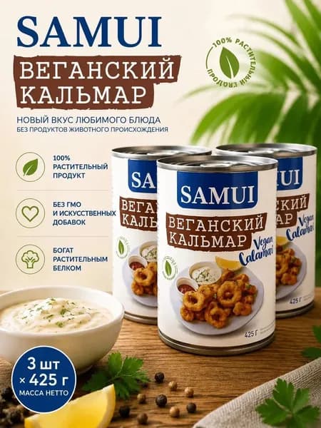 Кальмар веганский 425 г samui по 3 шт