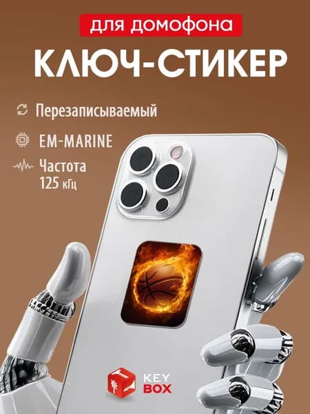 Ключ-стикер для домофона на телефон, Em-Marine. Keybox, Баскетбольный мяч