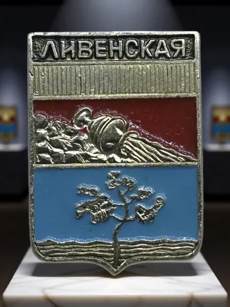 Знак СССР. Герб города Ливенская, Воронежская губерния. Геральдика. Алюминий. На булавке. Советский значок