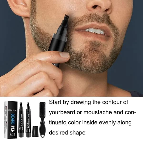 EELHOE Wild Bristle Lastics Care Brush Four Forks Head Beard Filler Pen Suit Щетка для ухода за боро