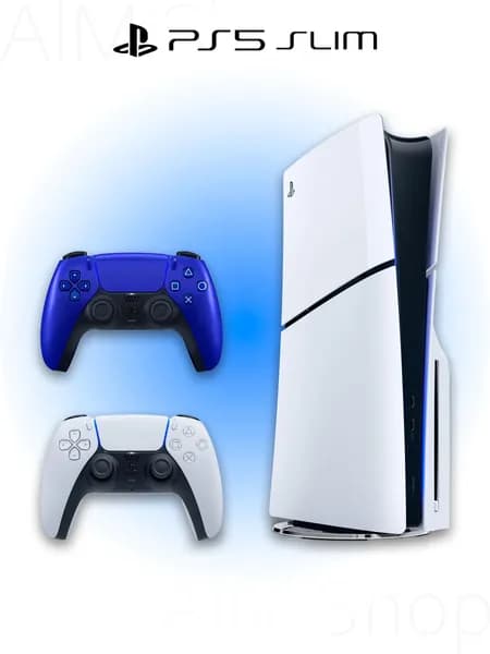Игровая приставка Sony PlayStation 5 Slim с дисководом + 2 геймпад (синий, Cobalt Blue)