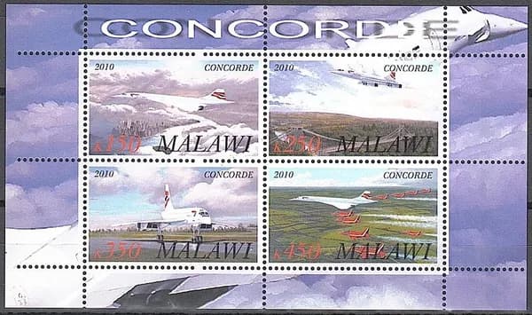Чистый блок марок. "Конкорд". Малави. 2010 год