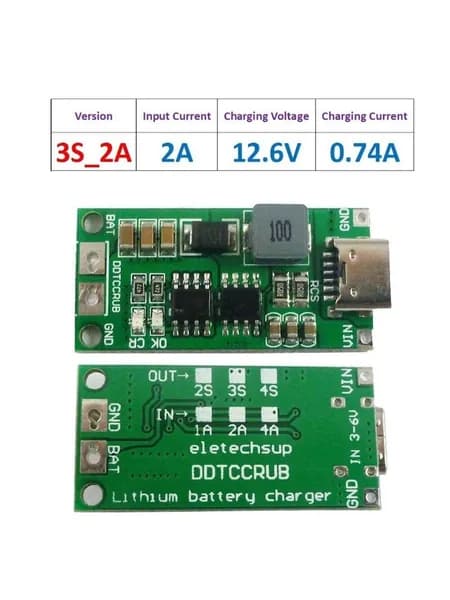 Многоэлементное литий-ионное зарядное устройство от 2S 3S 4S Type-C до 8,4 В 12,6 В 16,8 В, литиевая батарея 18650 7,4 В 11,1 В 14,8 В