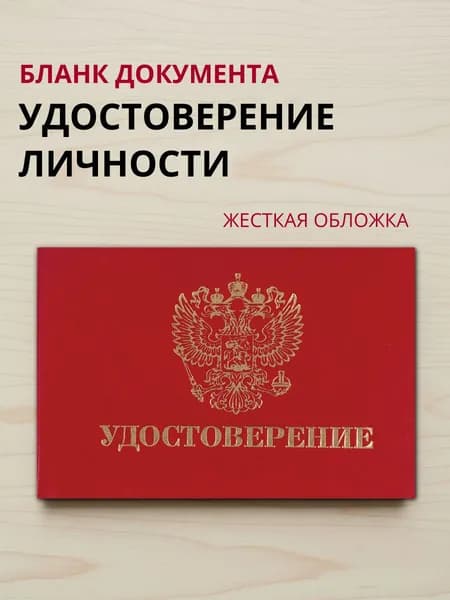 Бланк удостоверения личности с гербом, корочка на удостоверение, жесткая, красная