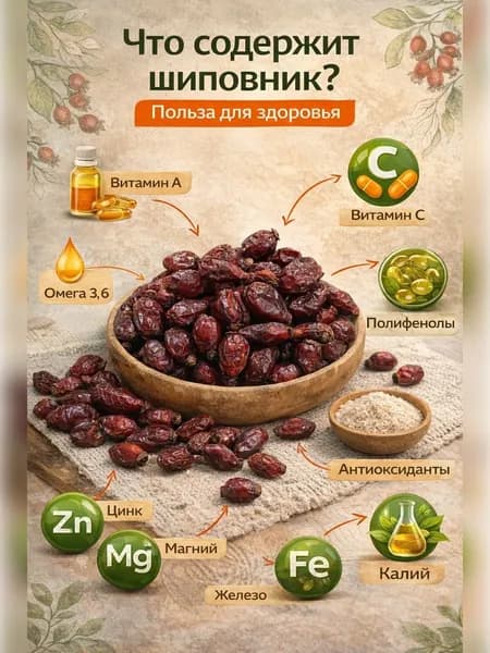 Шиповник сушёный 500 г, ягоды для чая, витамин C, натуральный