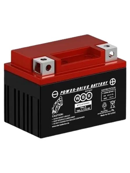 Аккумулятор для мотоцикла WBR AGM MT1204 12V/4Ah 113х70х85 обратная полярность (-+) YB4L-B, YB4L-A, YTX4L-BS для мотоцикла, квадроцикла, питбайка, скутера